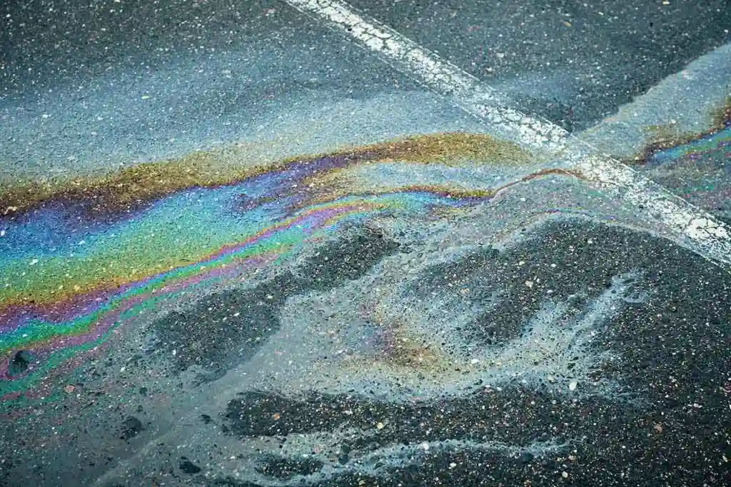Rainbow effect caused by an oil spill.