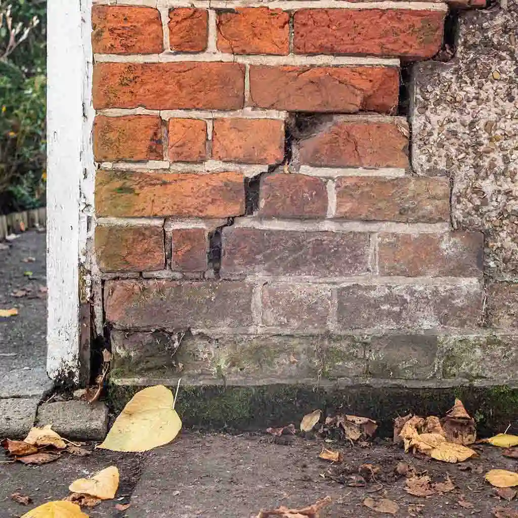 Damaged brick substrate.