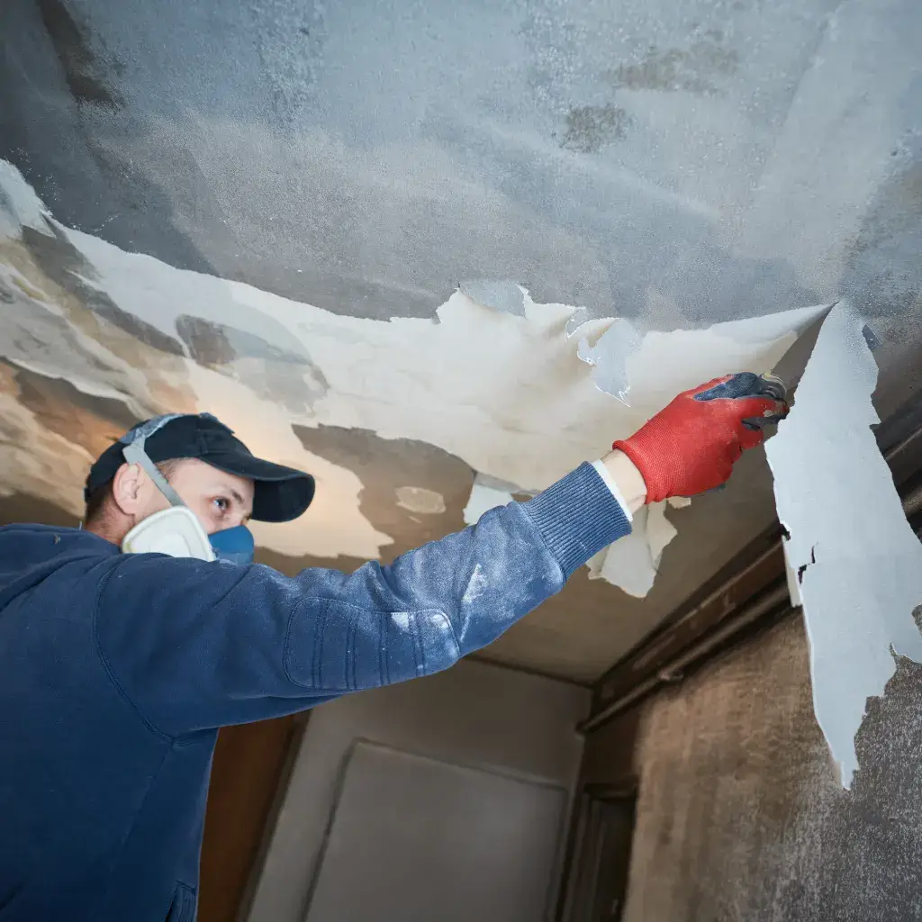 Removing burned wallpaper.