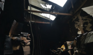 fire damage - inside damaged roof