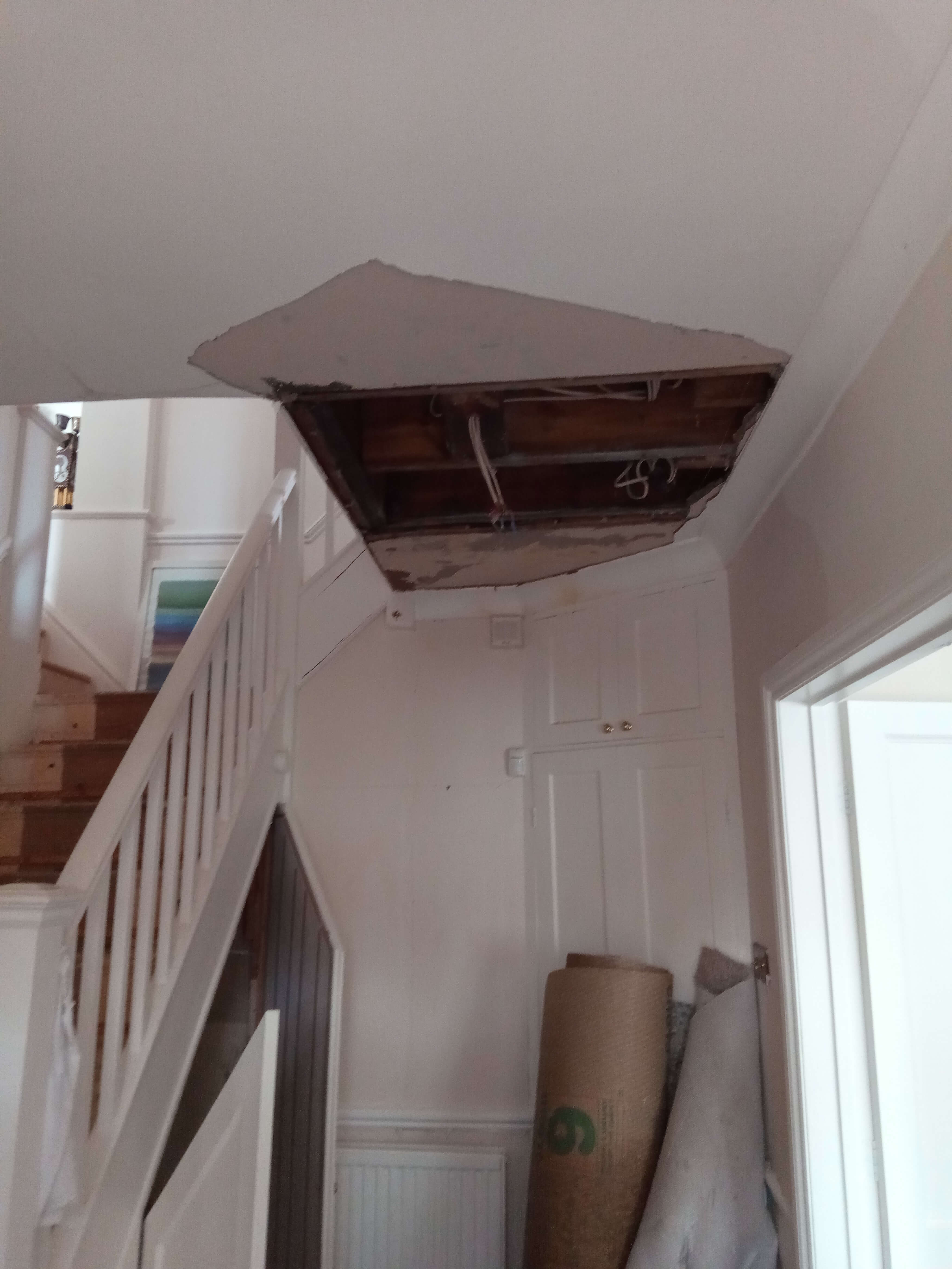 water damaged ceiling in margate kent property