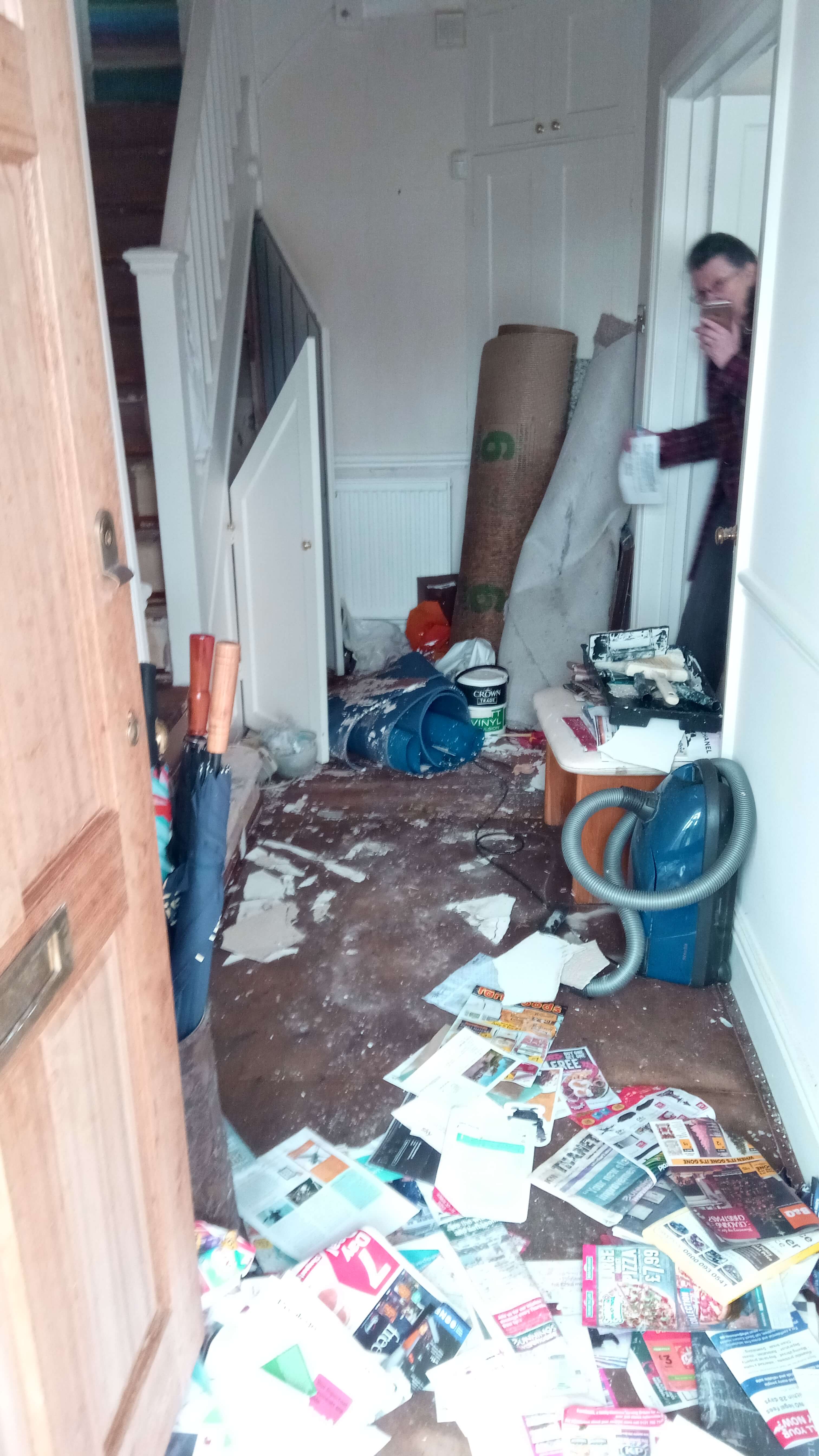 water damaged hallway in margate kent property