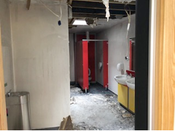 Fire and water damage in the mall school toilets, Twickenham