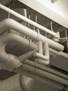 Plumbing system inside of a commercial property.