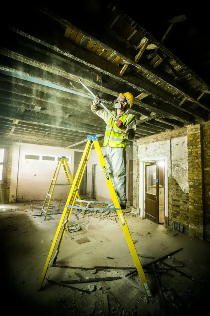 Fire damage restoration process.