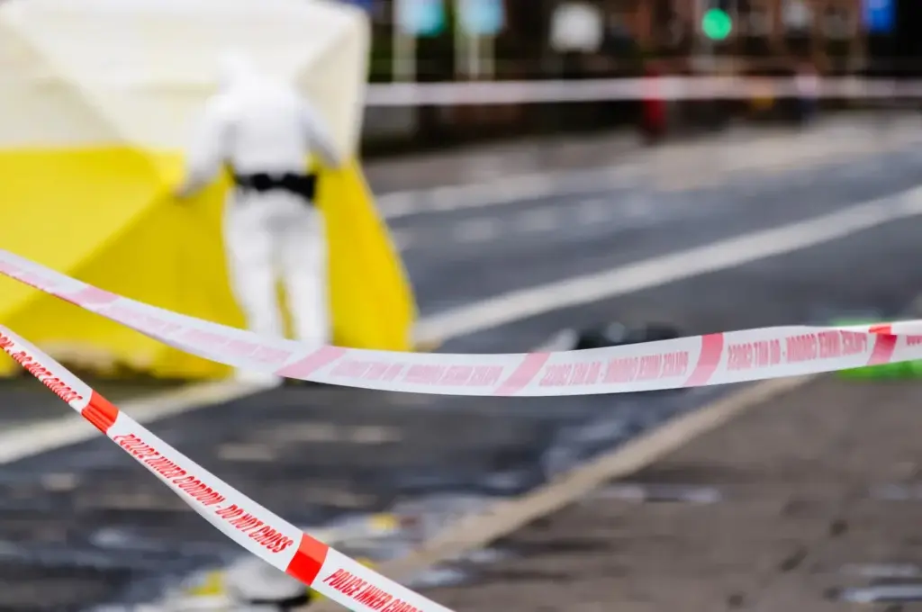 Crime scene example that needs trauma scene cleaning