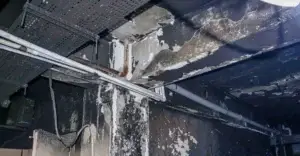 Inside a fire damaged commercial unit