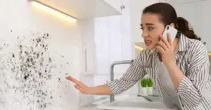 UK homeowner discovering mould in their kitchen.