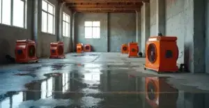 Industrial drying units in a room