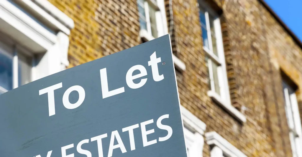 "To Let" sign outside of a UK property in London.