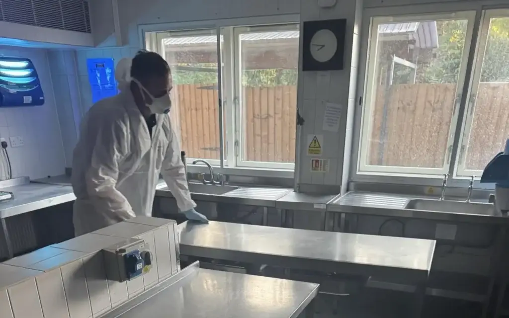 Ideal Response technician decontaminating commercial kitchen