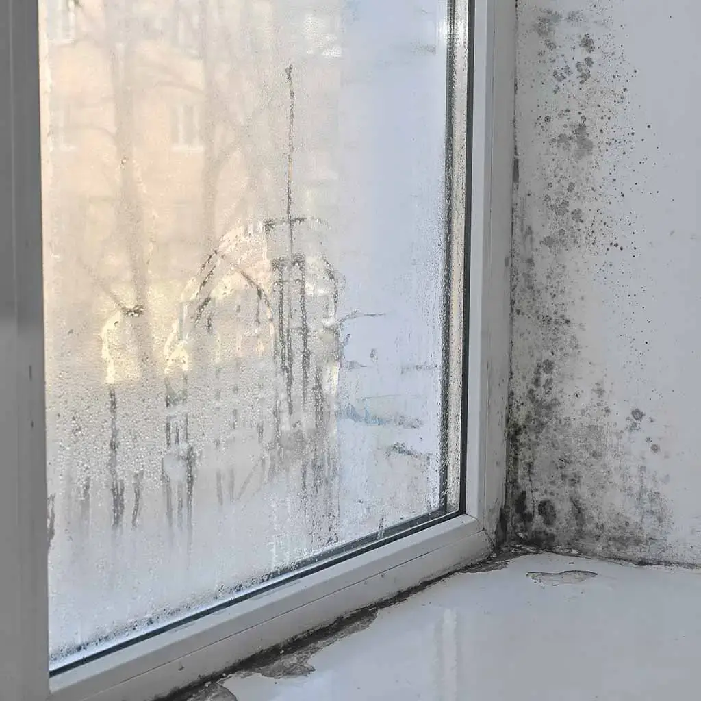 Condensation on a window causisng damp.