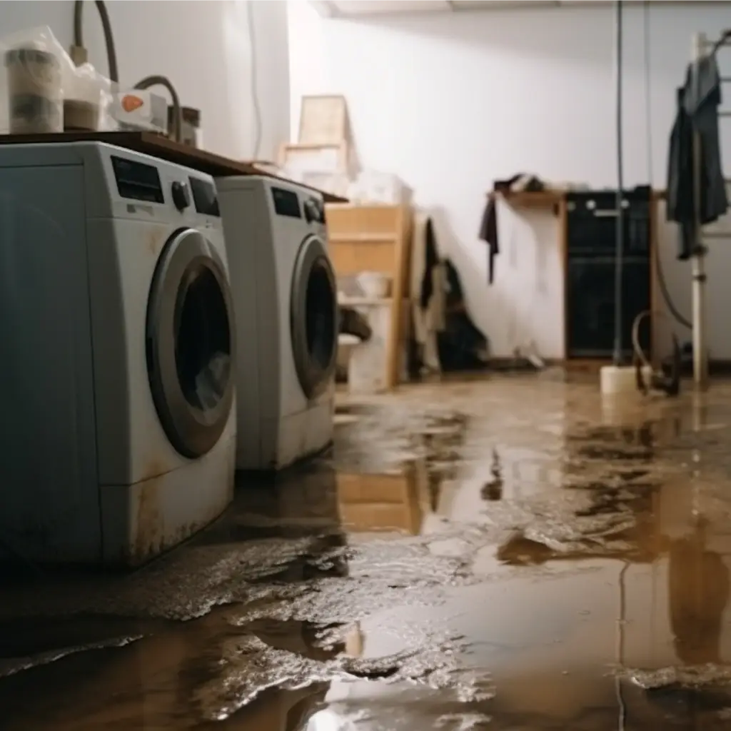 Flood damage in a room