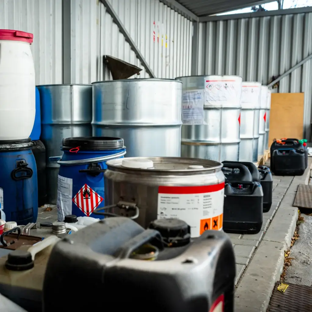 Selection of different types of hazardous waste
