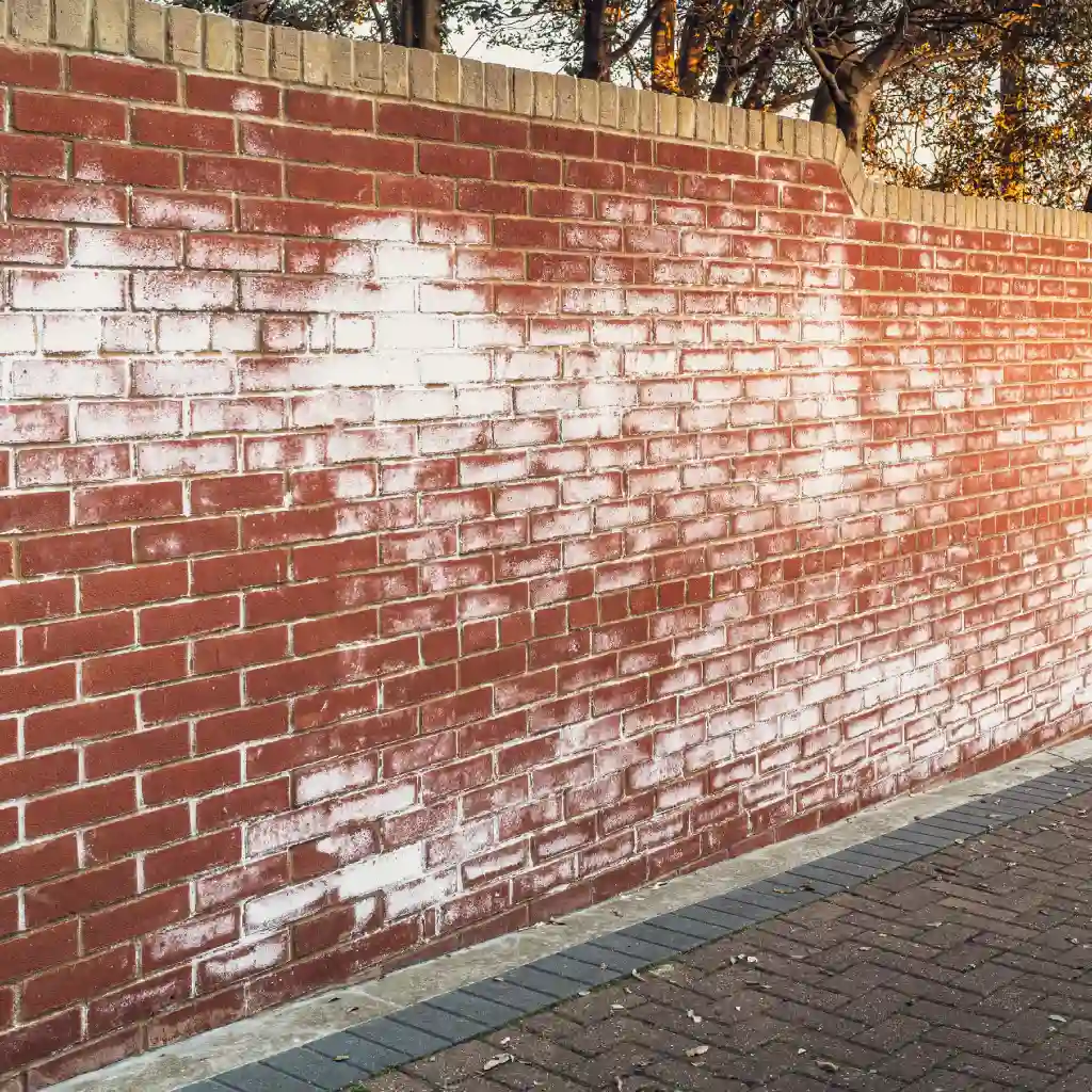 Efflorescence on brick wall