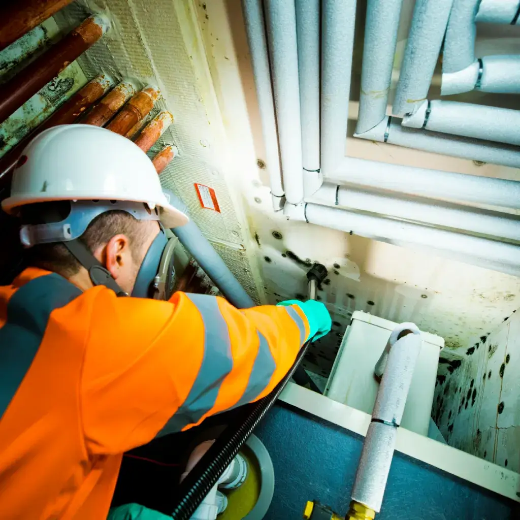 Ideal Response Technician in basement of building