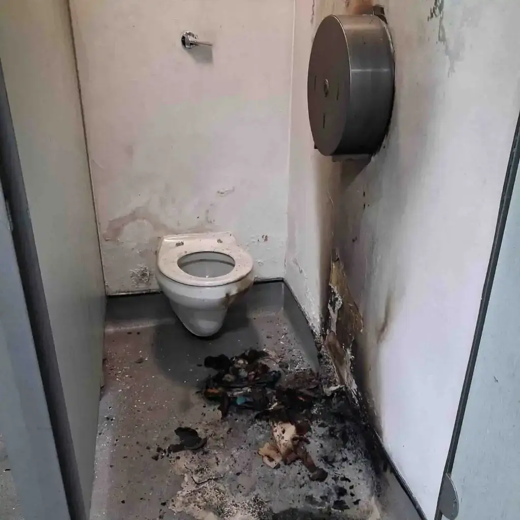 Fire damaged facility in Hertfordshire.