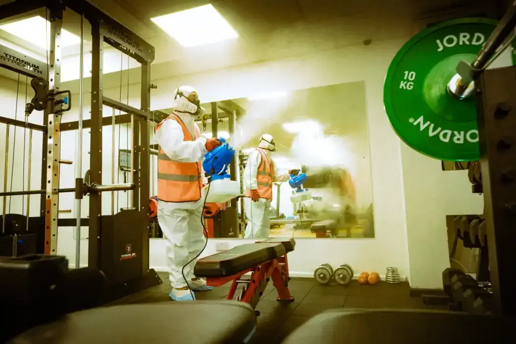 Ideal Response technician fogging in a gym as part of decontamination