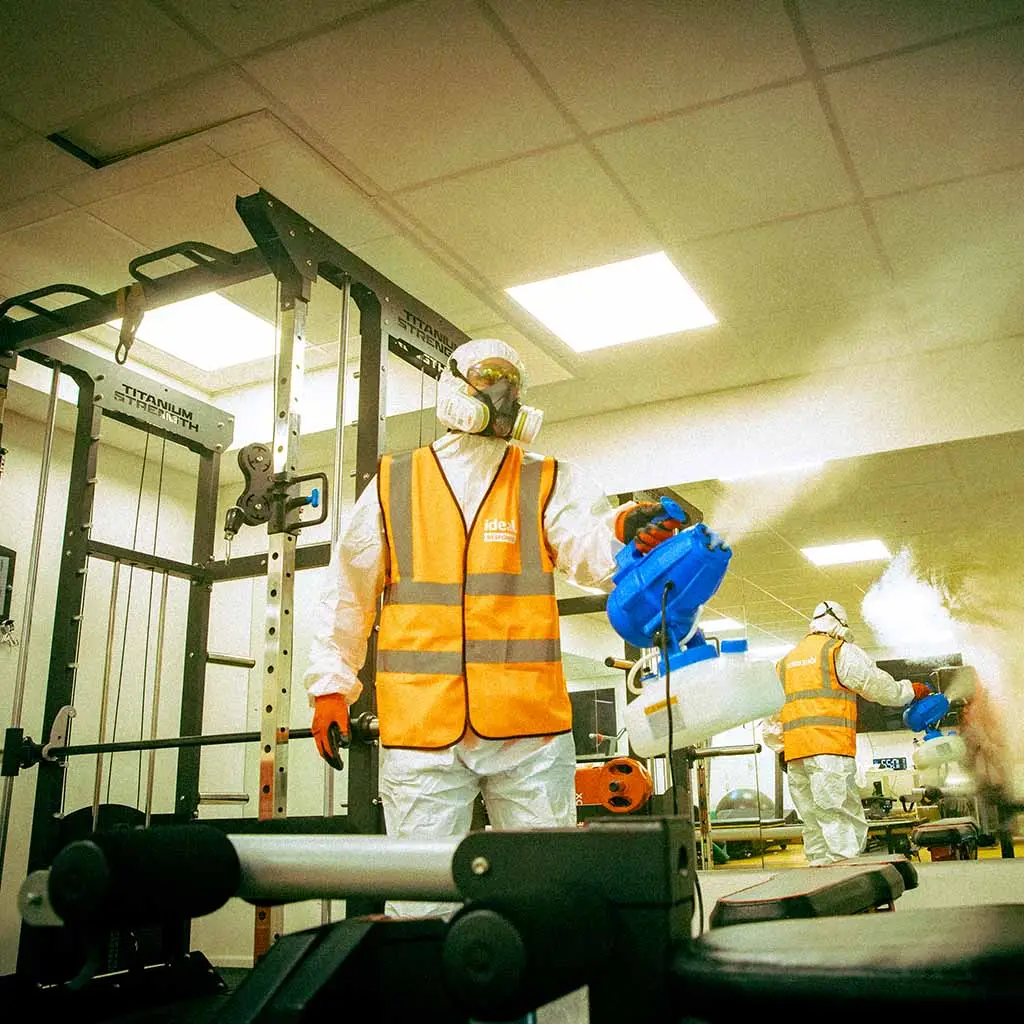Fogging during commercial decontamination.