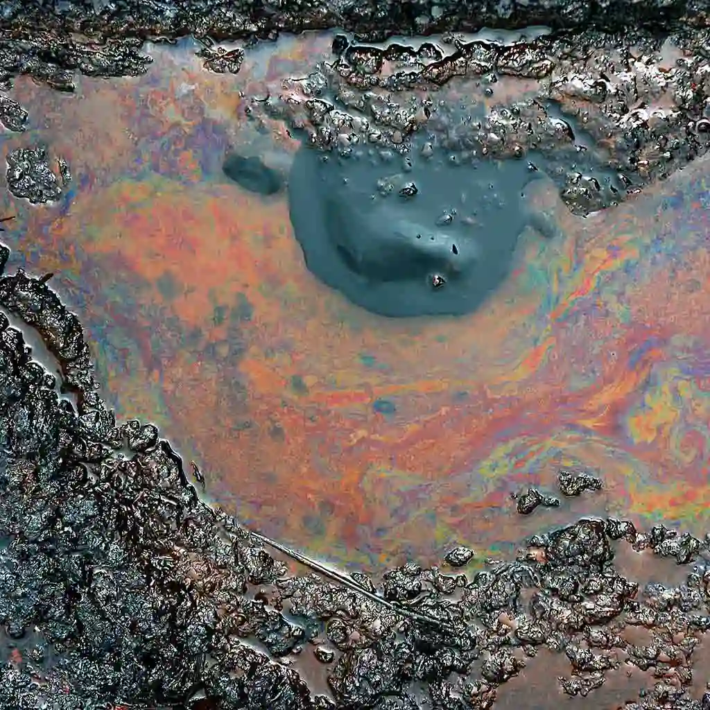 Oil contaminating soil.