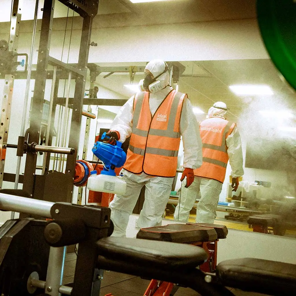 Commercial cleaning in gym.