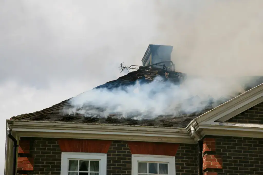 House roof on fire in the UK