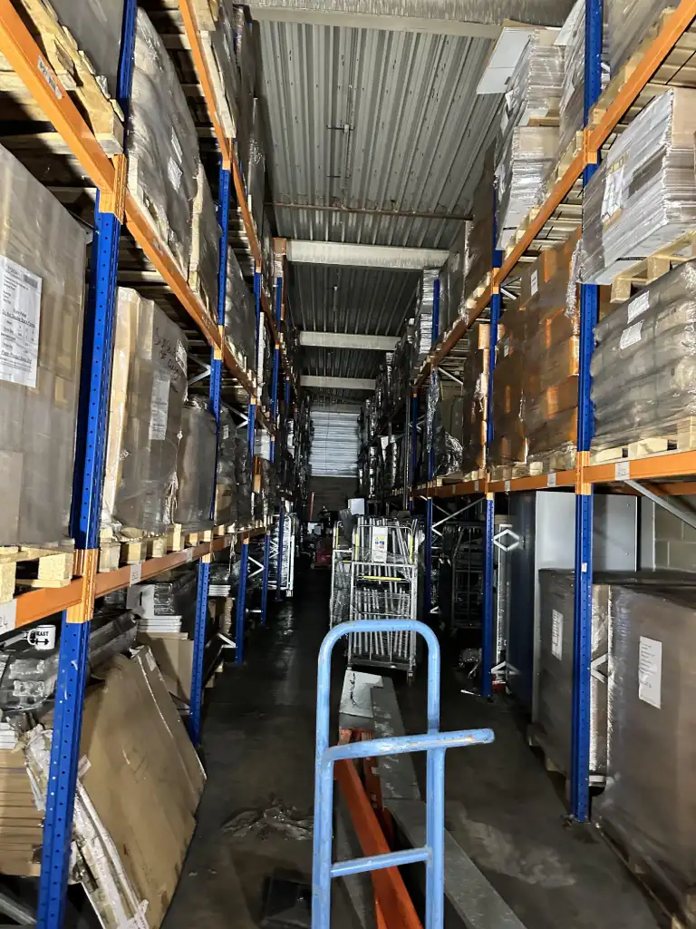 Soot contaminated warehouse.